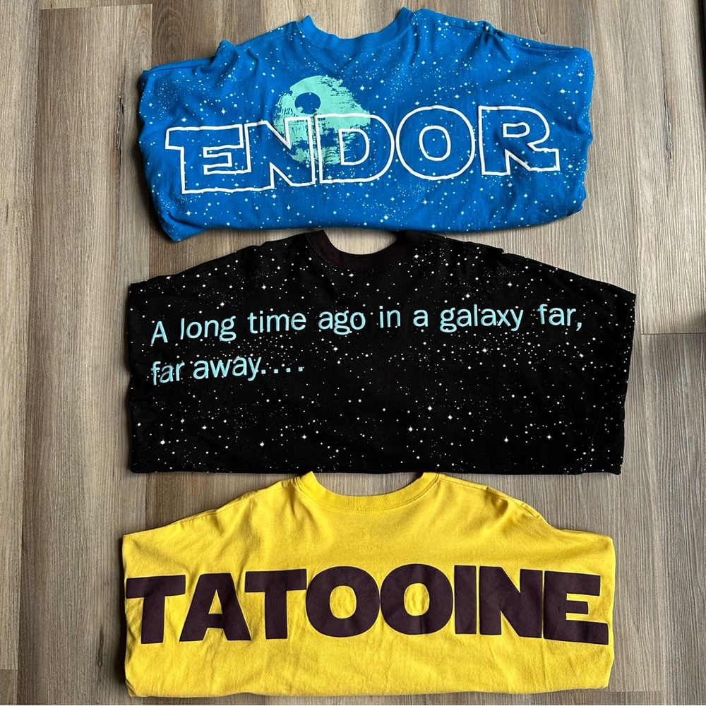 Lot of 3 Disney Spirit Jersey Star Wars Tatooine Endor Galaxy Far Size Medium